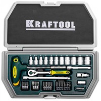 Набор KRAFTOOL "INDUSTRIE": Слесарно-монтажный инструмент, компактный, 1/4", 38 предм