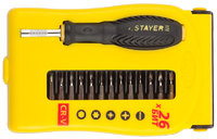 Набор STAYER "MASTER": Отвертки для точных работ, Cr-V, Cr сменные биты, обрезиненная рукоятка, 28п