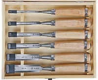 Набор ЗУБР Стамески-долото "ЭКСПЕРТ" с деревянной ручкой, хромованадиевых, 6; 10; 12; 16; 20; 25мм,