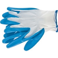 Перчатка с синим нитрильным покрытием, стойкая к маслу и бензину, L, 15 класс вязки Сибртех