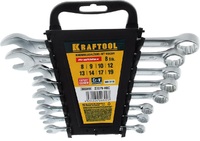 Набор KRAFTOOL "EXPERT": Ключи гаечные комбинированные, Cr-V сталь, хромированные, 8-19мм, 8шт