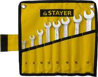 Набор: Ключ STAYER "PROFI"" гаечный комбинированный, Cr-V сталь, хромированный, 6-17мм, 8шт