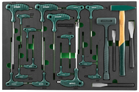 Набор торцевых ключей, шестигранных и TORX®, молотков и зубил. 21 предмет в EVA ложементе 560х400 мм