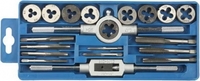 Набор ЗУБР "МАСТЕР" с металлореж. инструментом, метчики однопроходные и плашки М3-М12, оснастка - в 