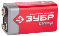 Батарейка Зубр "TURBO" щелочная (алкалиновая), тип 6LR61(крона), 9В, 1шт на карточке